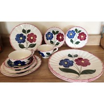 Blue Ridge Southern Potteries Taffeta Plates Saucers Cups Service For 2 ... - $33.25