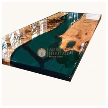 Custom Made Epoxy Table , Resin Dining Wooden Table, Walnut Live Edge Table Deco - £454.98 GBP+