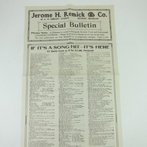 Sheet Music Jerome H. Remick &amp; Co Advertising Special Bulletin Antique 1914 RARE - £7.81 GBP