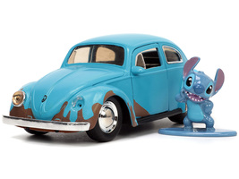 Volkswagen Beetle Matt Blue (Weathered) and Stitch Diecast Figure &quot;Lilo and Stit - £19.45 GBP