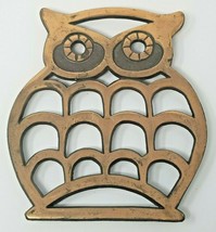 Trivet Owl Copper Color Metal 1970s Hippy Vintage - £14.85 GBP