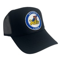 New Detroit Lions Retro Tremdy Black Cap Hat 5 Panel High Crown Trucker Snapback - £18.48 GBP