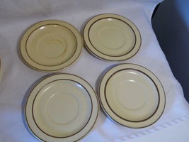 4pc Lot ~ Vintage Pfaltzgraff Tan Brown Pottery Village Coffee Saucer Plates - £7.08 GBP