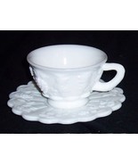 Westmoreland Paneled GRAPE White Milk Glass Cup &amp; Saucer - £7.39 GBP