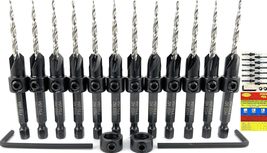 Countersink Drill Bit Set for Wood with Tapered Drill Bit 12 Pc #6 (9/64&quot;) - £37.74 GBP