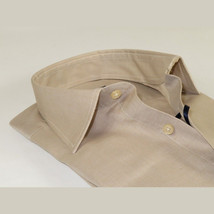 Mens 100% Cotton Shirt From Turkey Manschett by Quesste Slim Fit 4029-10 Tan image 5