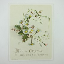 Victorian Christmas Card Hildesheimer &amp; Faulkner White Daisy Flowers Ant... - $5.99