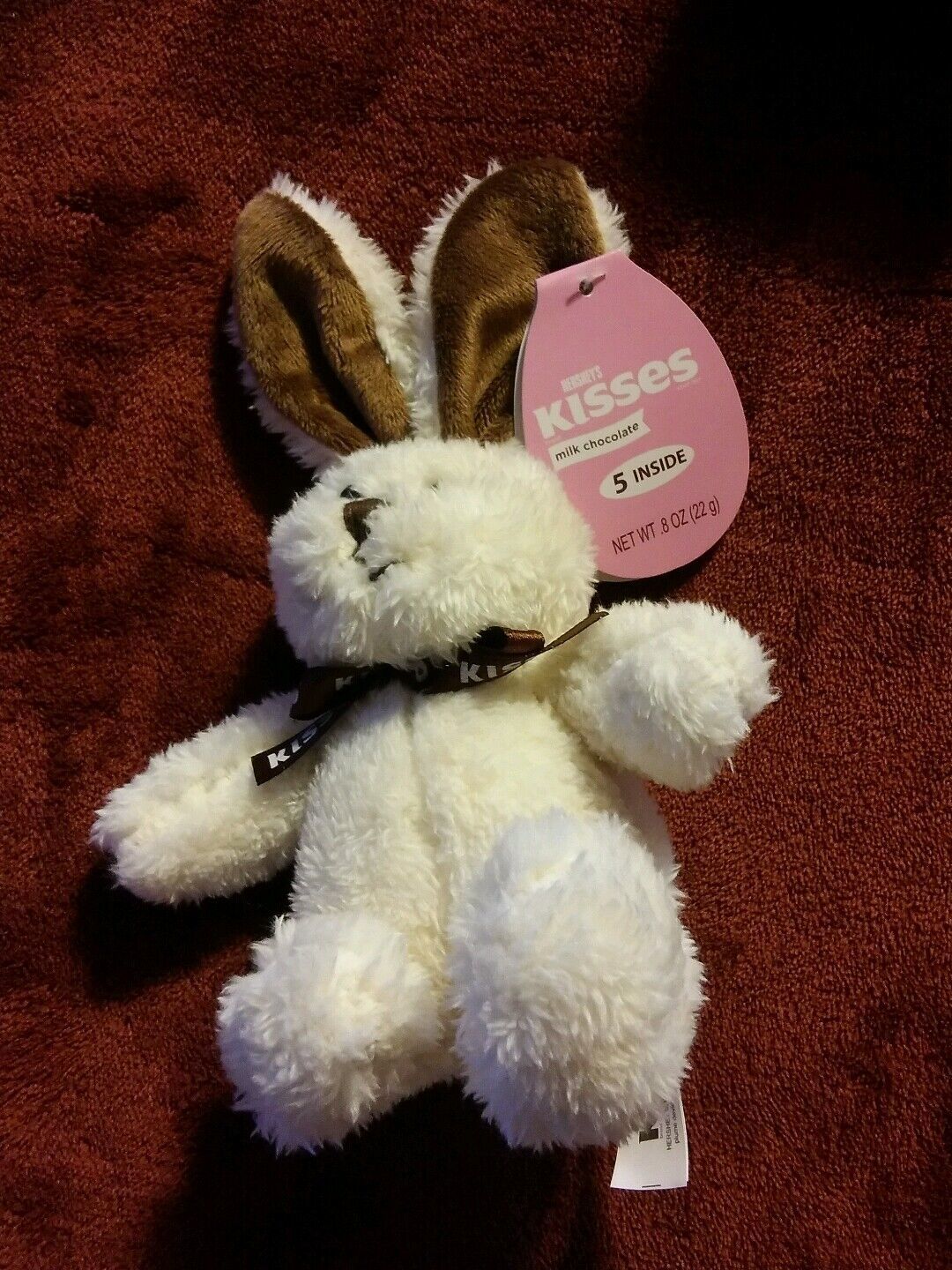 038 Cute Hersheys Kisses White &amp; Brown Bunney by Galerie 7 Inches Tall - $6.99