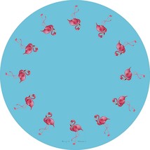 Betsy Drake Pink Flamingo 68 Inch Round Table Cloth - £70.05 GBP