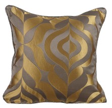 Damask 16&quot;x16&quot; Jacquard Gold Pillows Cover, Grey Gold Luxury - £22.36 GBP+