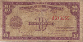 Philippine Paper Money: Central Bank Phils. 1949 10 Centavos - £3.08 GBP