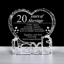 20Th Anniversary Customized Engraved Heart-Shaped Crystal Wedding Gifts ... - $34.89