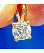 Earth mined Diamond Solitaire Pendant Deco Necklaces Solid 14k Gold 18&quot; ... - $61,187.26 MXN