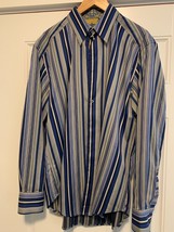 Men&#39;s Robert Graham blue multi stripe cotton dress shirt Large New GORGE... - £52.26 GBP