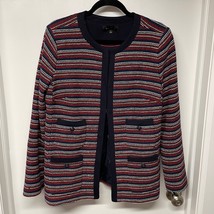 Talbots Boucle Stripe Jacket Womens Size Large Red White Blue P191919507 - $32.66