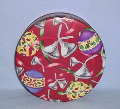 Hershey Kisses Round Cookie Candy Tin 1996 Ribbons Ornaments - $4.99