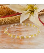 AA Herkimer Diamond Yellow Sapphire Gemstone Silver Bracelet, 7 inches Gift - $92.57+