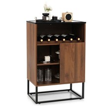 Wine Storage Cabinet Buffet Sideboard with Adjustable Shelf and Sliding ... - $2,153.68 MXN