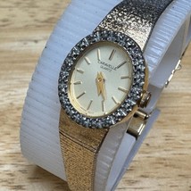 VTG Caravelle Quartz Watch Women Genuine Diamonds Gold Tone Oval New Bat... - $66.49