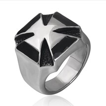 Templar Knight Maltese Iron Cross Gothic Stainless 316L WW2 Biker Men S7-14 Ring - £12.53 GBP