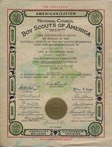 Boy Scout Certificate-BSA-8 1/2 X 11 4/26/1938-Fundamentals Of Scouting-VF - £101.44 GBP