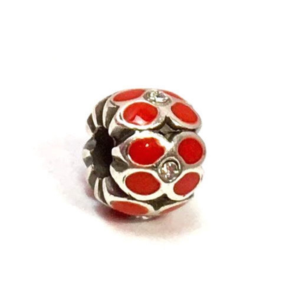 Brighton Mini Ring of Flowers Bead, Red, J9574D, FITS MINI ONLY, New - $8.54