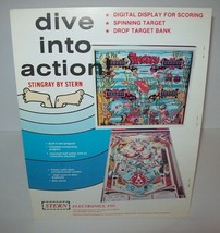 Stingray Pinball FLYER Original 1978 Game Artwork Sheet Deep Sea Scuba R... - $28.98