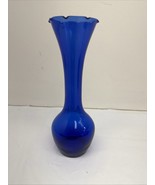 Vintage Cobalt Blue Hand Blown Glass Bud Vase 7 Inches - $20.76 CAD