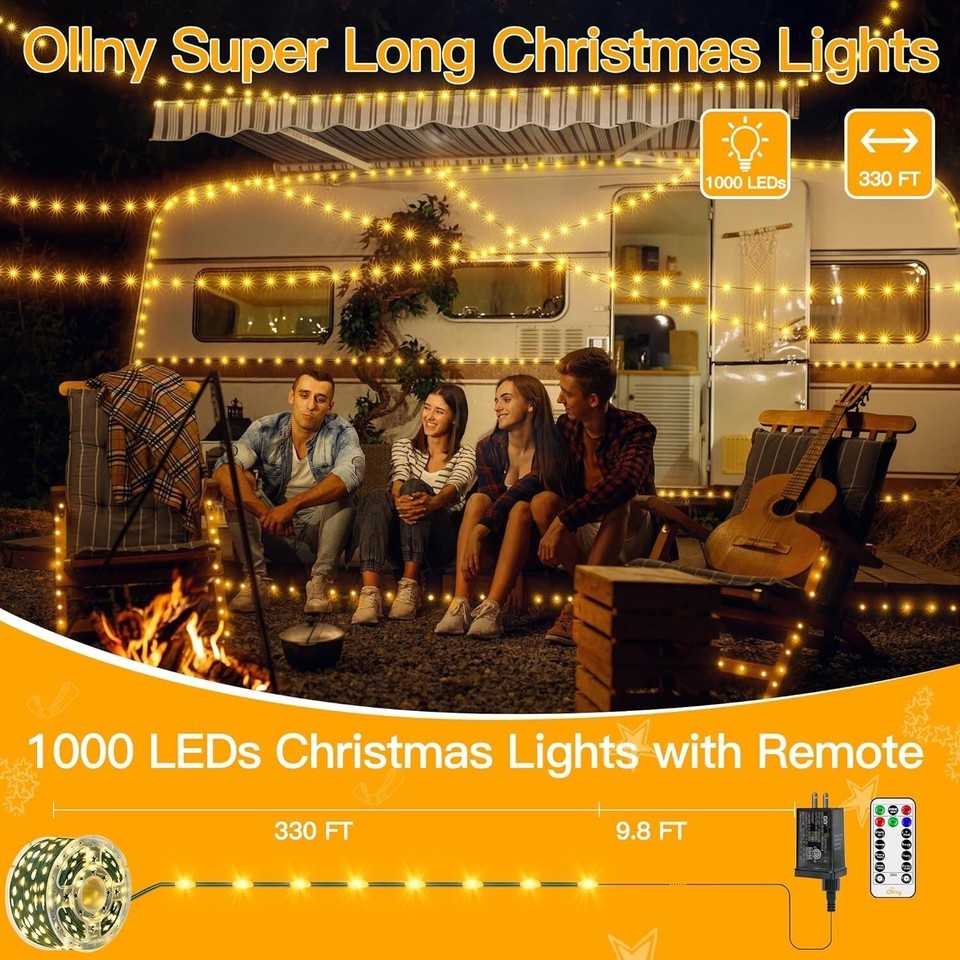 Outdoor & Indoor 1000 LED Christmas String Lights with Remote - 330 FT Warm Glow Item image 4
