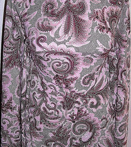 Rose Pink Brown Paisley Print Polyester Lycra Stretch Fabric 1 Yard 18 Inches - £28.25 GBP