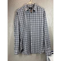 Theory Shirt Mens Dark Gray Plaid Sylvain Skader Dress Button Up Size XL - $24.95