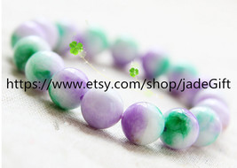 Free shipping - Purple  jade beaded bracelet prayer beads charm rosary beaded br - £18.49 GBP