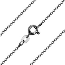 1mm 925 Sterling Silver &amp; 14k Black Gold Thin Cable Link Italian Chain N... - £15.54 GBP