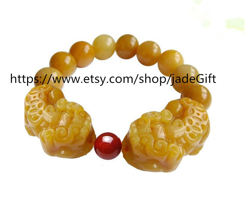Free Shipping - 100% Natural yellow jade  Meditation yoga Prayer Beads charm  Pi - $25.99