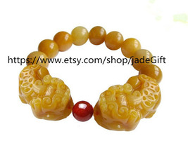 Free Shipping - 100% Natural yellow jade  Meditation yoga Prayer Beads charm  Pi - £20.83 GBP
