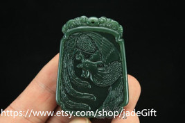 Free Shipping - A Green  jade Good luck Hand- carved Natural green Phoenix jade  - £19.17 GBP