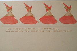 Halloween Postcard Ancient Salem Witches With Brooms Unused Witchcraft Undivided - £96.29 GBP