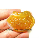 Free Shipping - Chinese dragon and phoenix  yellow jade carved luck jade... - £18.87 GBP