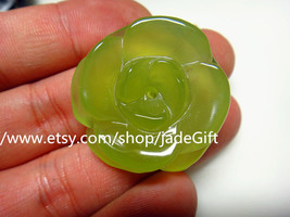 Free shipping - Hand carved Real agate luck yellow Rose Flower charm pendant - £18.87 GBP