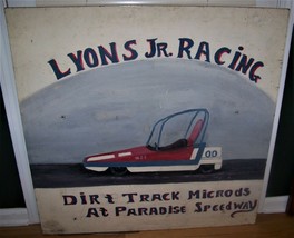 c1980 LYONS NY JUNIOR RACING MICROD ADVERTISING SIGN PARADISE SPEEDWAY G... - £97.76 GBP