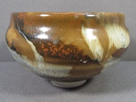 Studio Art Pottery Small Bowl Shades of Brown Abstract Drip Glaze 4&quot; x 2&quot; - £10.18 GBP