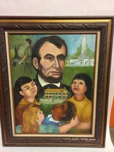 Portrait of Abraham Lincoln and Children Framed and Signed by RAYMON DA CASSATA - £21.41 GBP