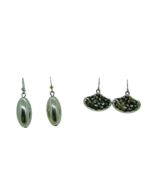 Lot of 2 Dangle Earrings Hammered &amp; Puffy Bulb Designs 1&quot; Fashion Silver... - £11.38 GBP