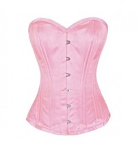 Corsetvictoria Baby Pink Satin Overbust Corset Burlesque Gothic Costume - $69.99