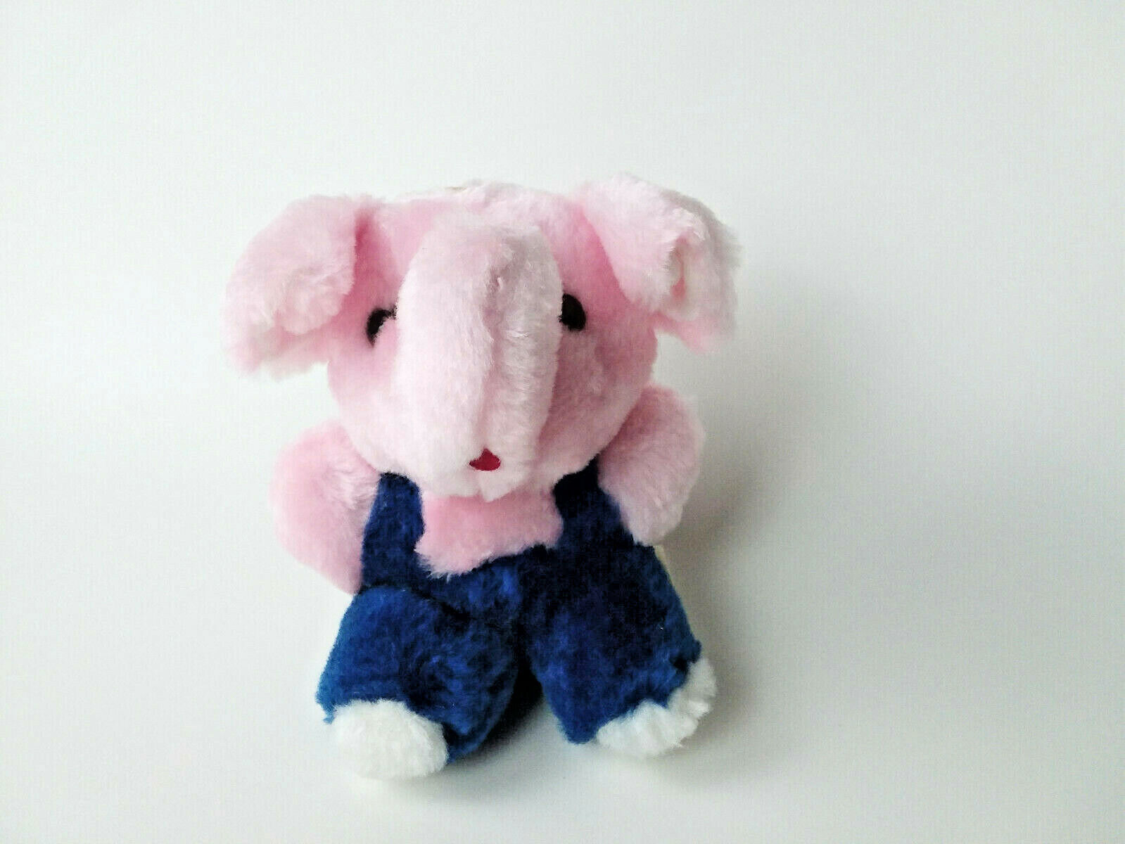 ACME Plush Pink Elephant Overalls Vintage 1985 Stuffed Animal - $6.74