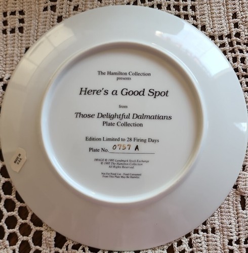 Hamilton Collection ~ Dalmatians Ceramic Plate ~ 0757A ~ Here's A Good Spot Item image 2