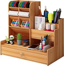 Desktop Stationary Organizer Caddy (B17-Cherry), Upgraded Wooden Pencil Holder,  - £31.17 GBP