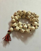 Goddess KALI Nar Mund Mala ROSARY Carved Skull 54+1 10mm Prayer Beads ha... - $26.22
