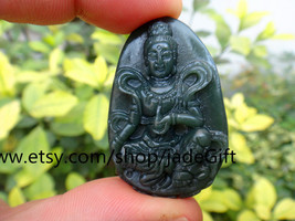 Free shipping -green jade Buddhist Kwan-Yin Good luck amulets pendant - £19.17 GBP