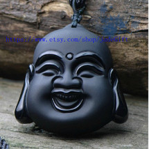 Free shipping -  Obsidian gemstone ,  black Obsidian charm good luck buddha Obsi - £26.37 GBP